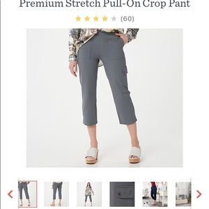 Susan Graver Pull on Premium Stretch Crop Pant Petite in Urban Grey Petite XL